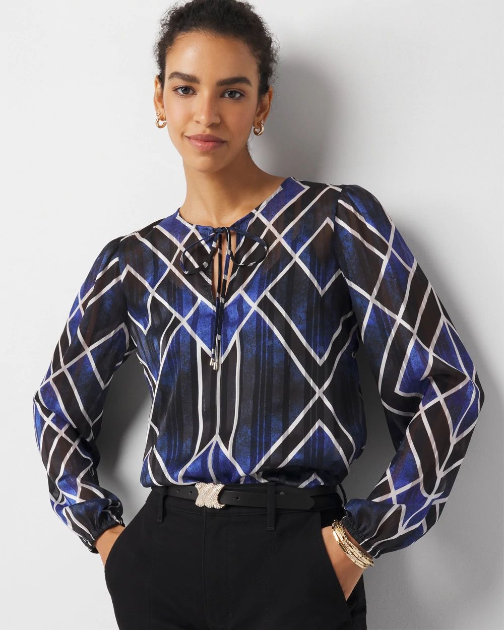 Tie Neck Blouse | White House Black Market